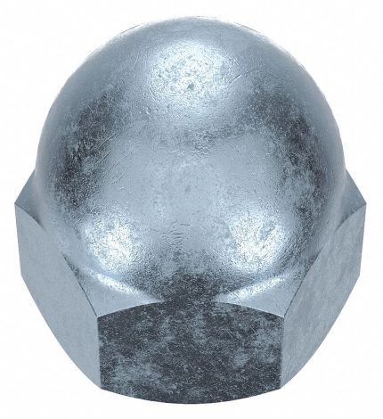 Cap Nut: Low Crown, 3/4"-10 Thread, Zinc Plated, Not Graded, Steel, 1.156 in Ht, 1 1/16 in Hex Wd