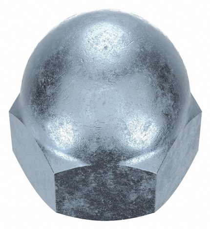 Cap Nut: Low Crown, 7/8"-9 Thread, Zinc Plated, Not Graded, Steel, 1.359 in Ht, 1 1/4 in Hex Wd