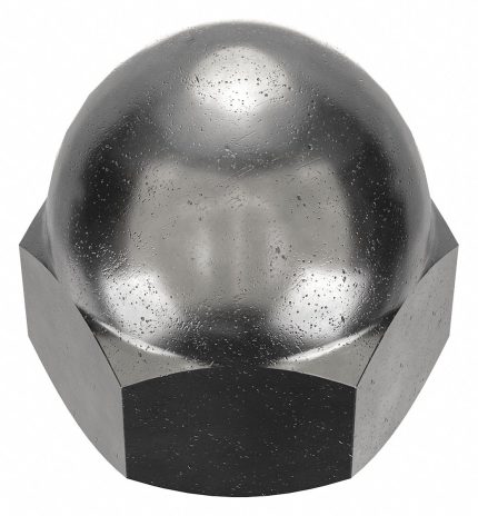 Cap Nut: Low Crown, #12-24 Thread, Black Oxide, Not Graded, Steel, 0.406 in Ht, 3/8 in Hex Wd, 10 PK