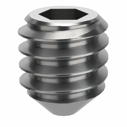 Socket Set Screw: #8-32 Thread Size, 3/16 in Overall Lg, Cup pt, Stainless Steel, Plain, 100 PK