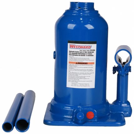 WESTWARD High-Clearance Bottle Jacks: Steel, Manual Handle, Mechanical, 12 ton Load Capacity, 787L99