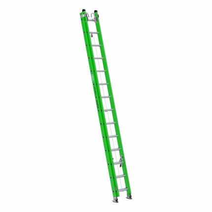 WERNER Extension Ladder: 28 ft Ladder Size, Fiberglass, 375 lb Load Capacity, 54 lb Wt, 2 Sections