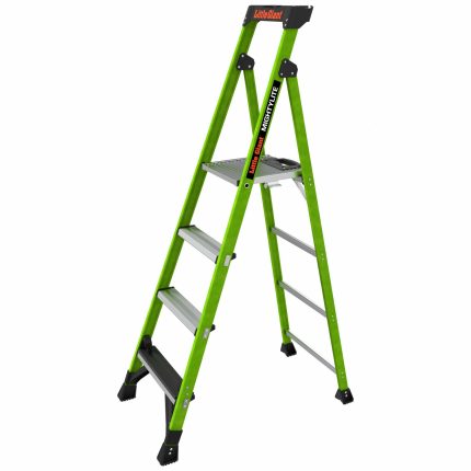 LITTLE GIANT Platform Stepladder: 6 ft Ladder Size, Fiberglass, 375 lb Load Capacity, 23 lb Wt