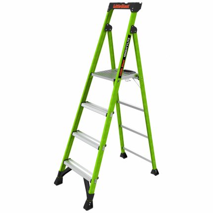 LITTLE GIANT Platform Stepladder: 6 ft Ladder Size, Fiberglass, 300 lb Load Capacity, 20 lb Wt