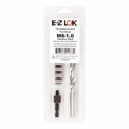 Knife Thread Insert: M6-1.00 Int Thrd Sz, 12.7 mm Overall Lg, 9.525 mm Dia, Stainless Steel, Plain