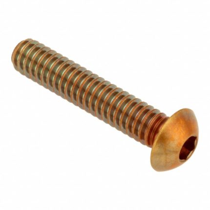 Socket Head Cap Screw: 3/8"-24 Thread Size, 1 1/4 in Lg, Button, Plain, Brass, 360, 0.199 in Head Ht