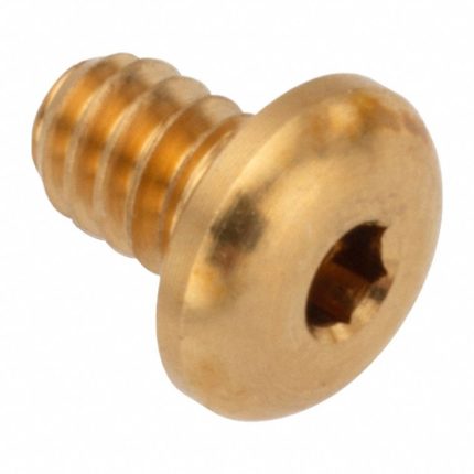 Socket Head Cap Screw: #6-32 Thread Size, 1/8 in Lg, Button, Plain, Brass, 360, 0.073 in Head Ht