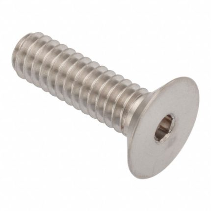 Socket Head Cap Screw: 1/4"-20 Thread Size, 7/8 in Lg, Flat, Plain, Stainless Steel, 18-8