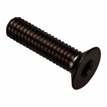 Socket Head Cap Screw: M4x0.7 Thread Size, 16 mm Lg, Flat, Black Oxide, Stainless Steel, 316