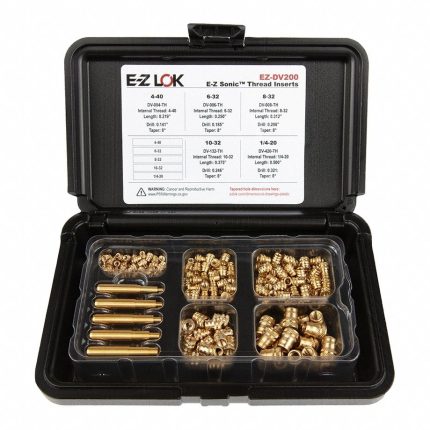 Heat-Set Insert Kit: #4-40 to 1/4"-20 Thread Size, 7/32 in_1/4 in_5/16 in_3/8 in_1/2 in Overall Lg