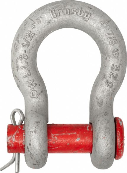 CROSBY Round Pin Anchor Shackle: Anchor Shackle, 3,000 lb Working Load Limit, 1/2 in Body Thick, Red