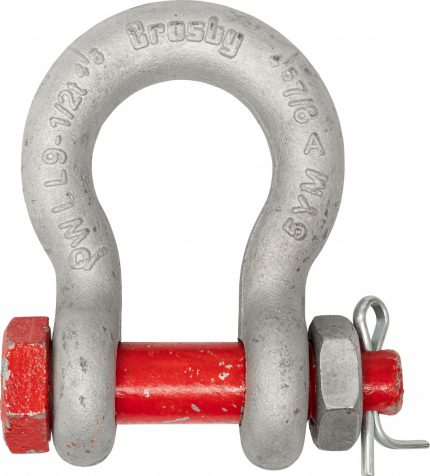 CROSBY Anchor Shackle: Anchor Shackle, 14,000 lb Working Load Limit, 1 1/4 in Wd Between Eyes, Red