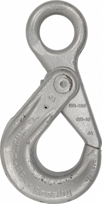 CROSBY Self-Locking Hook: 12,400 lb Working Load Limit, 100 Hook Grade, Alloy Steel, Eye, Plain