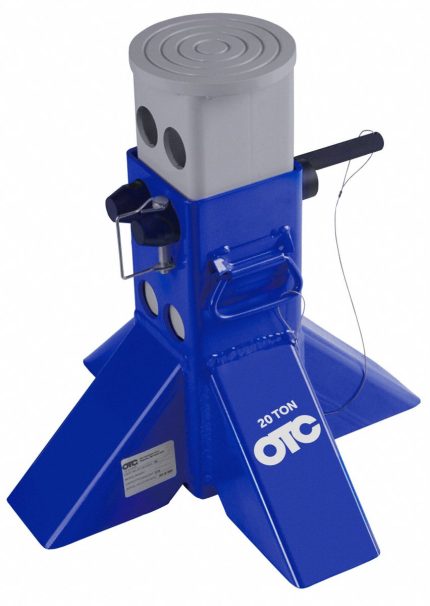 OTC Jack Stand: Double Pin with Handle, 20 ton Load Capacity, 24 in Max Extended Ht, Square, Steel