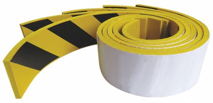 Surface Guard: NBR/PVC Foam, Flat Shape, 36 in Overall Lg, 0.4 in Overall Thick, Black/Yellow, 5 PK